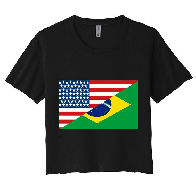 Brazil USA American Flag Crop Top