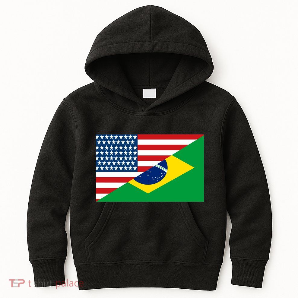 Brazil USA American Flag Kids Hoodie