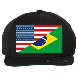 Brazil USA American Flag Wool Snapback Cap