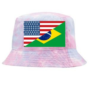 Brazil USA American Flag Tie-Dyed Bucket Hat