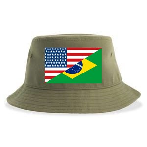 Brazil USA American Flag Sustainable Bucket Hat