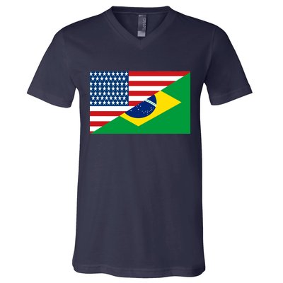 Brazil USA American Flag V-Neck T-Shirt