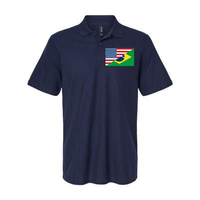 Brazil USA American Flag Softstyle Adult Sport Polo