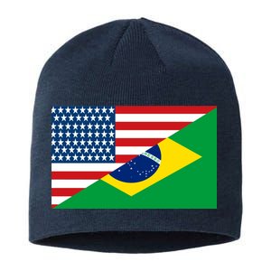 Brazil USA American Flag Sustainable Beanie