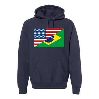 Brazil USA American Flag Premium Hoodie