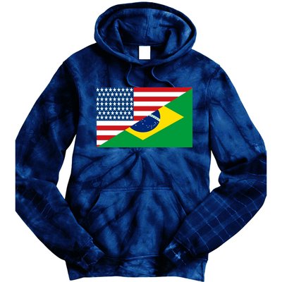 Brazil USA American Flag Tie Dye Hoodie