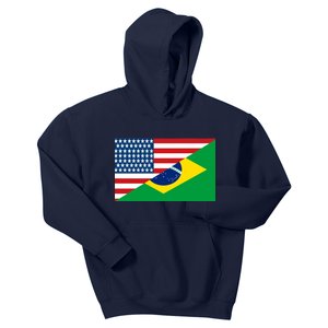 Brazil USA American Flag Kids Hoodie