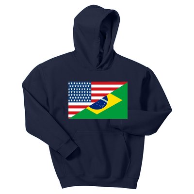 Brazil USA American Flag Kids Hoodie