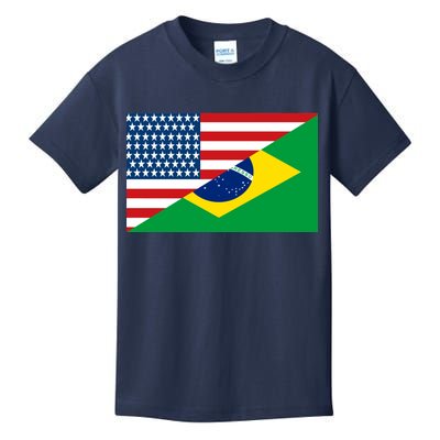 Brazil USA American Flag Kids T-Shirt