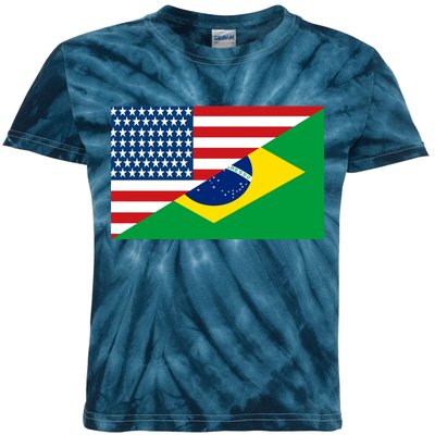 Brazil USA American Flag Kids Tie-Dye T-Shirt