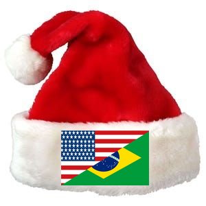 Brazil USA American Flag Premium Christmas Santa Hat