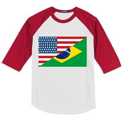 Brazil USA American Flag Kids Colorblock Raglan Jersey