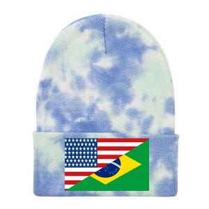 Brazil USA American Flag Tie Dye 12in Knit Beanie