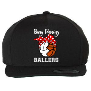 Busy Raising Ballers Funny Volleyball Basketball Mom Gift Wool Snapback Cap