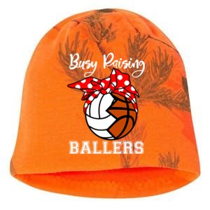 Busy Raising Ballers Funny Volleyball Basketball Mom Gift Kati - Camo Knit Beanie