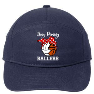 Busy Raising Ballers Funny Volleyball Basketball Mom Gift 7-Panel Snapback Hat