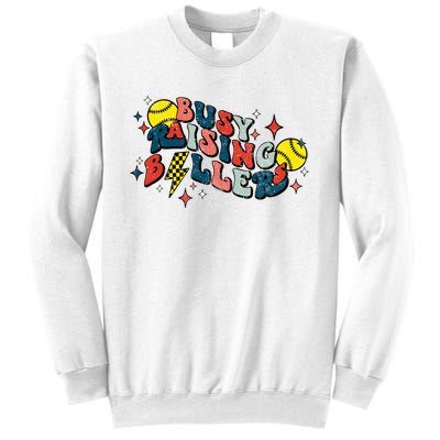 Busy Raising Ballers Funny softball Lover Mothers Day Sweatshirt