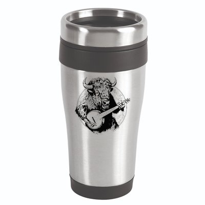 Buffalo Retro Bison Animal Playing Banjo Music Graphic 16oz Travel Tumbler