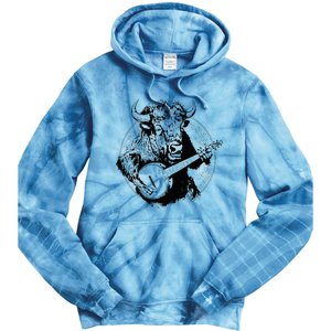 Buffalo Retro Bison Animal Playing Banjo Music Graphic Tie Dye Hoodie