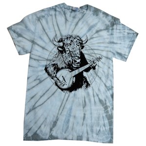 Buffalo Retro Bison Animal Playing Banjo Music Graphic Tie-Dye T-Shirt