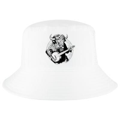 Buffalo Retro Bison Animal Playing Banjo Music Graphic Cool Comfort Performance Bucket Hat