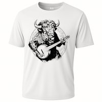 Buffalo Retro Bison Animal Playing Banjo Music Graphic Cooling Performance Crew T-Shirt