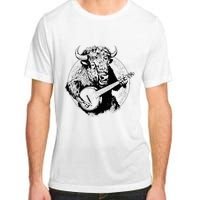 Buffalo Retro Bison Animal Playing Banjo Music Graphic Adult ChromaSoft Performance T-Shirt