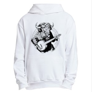 Buffalo Retro Bison Animal Playing Banjo Music Graphic Urban Pullover Hoodie