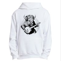 Buffalo Retro Bison Animal Playing Banjo Music Graphic Urban Pullover Hoodie