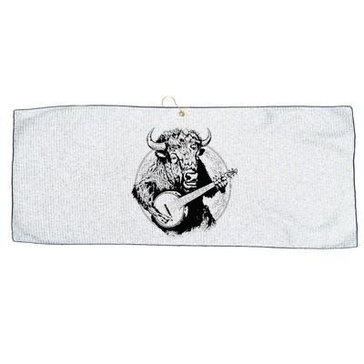 Buffalo Retro Bison Animal Playing Banjo Music Graphic Large Microfiber Waffle Golf Towel