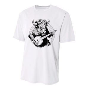 Buffalo Retro Bison Animal Playing Banjo Music Graphic Performance Sprint T-Shirt