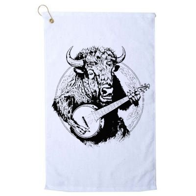 Buffalo Retro Bison Animal Playing Banjo Music Graphic Golf Towel