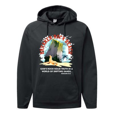 Breaker Rock Beach Gods Rock Solid Truth In A World Vbs 2024 Performance Fleece Hoodie