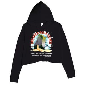 Breaker Rock Beach Gods Rock Solid Truth In A World Vbs 2024 Crop Fleece Hoodie