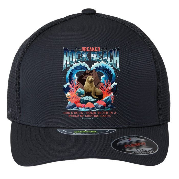 Breaker Rock Beach Vbs 2024 Gods Rock Solid Truth Christian Flexfit Unipanel Trucker Cap