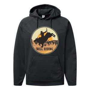 Bull Riding Bullriding Cowboy Western Rodeo Performance Fleece Hoodie