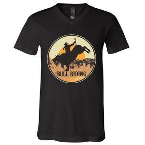 Bull Riding Bullriding Cowboy Western Rodeo V-Neck T-Shirt