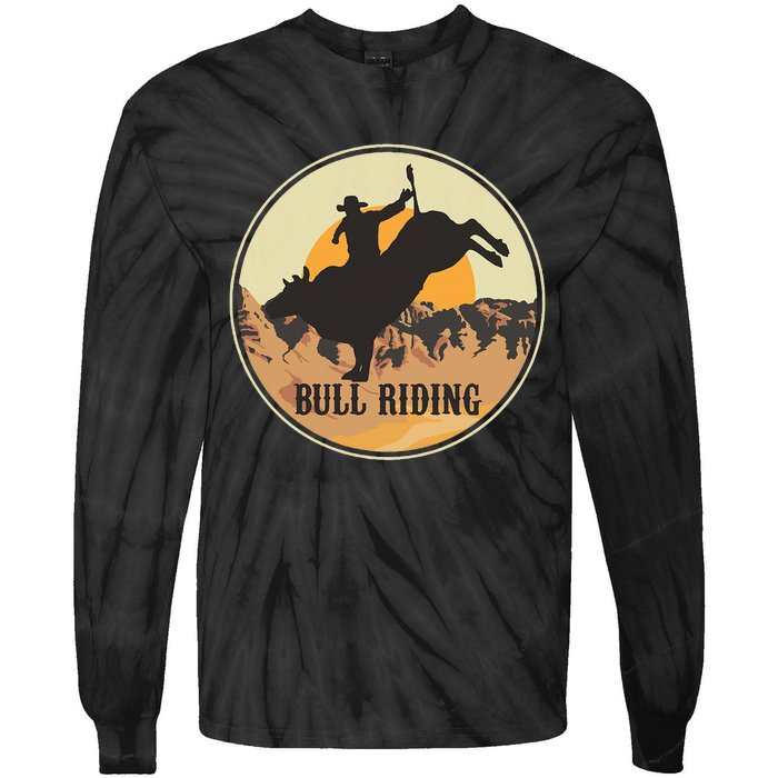 Bull Riding Bullriding Cowboy Western Rodeo Tie-Dye Long Sleeve Shirt