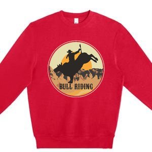 Bull Riding Bullriding Cowboy Western Rodeo Premium Crewneck Sweatshirt