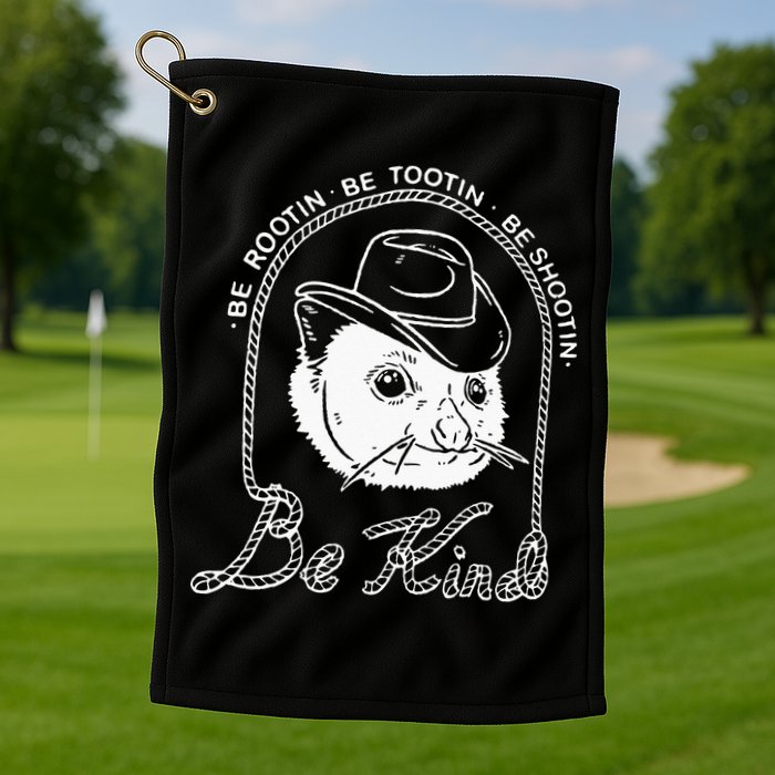Be Rootin Be Tootin Be Shootin Be Kind Cowboy Opossum Lover Golf Towel