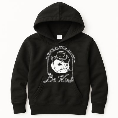 Be Rootin Be Tootin Be Shootin Be Kind Cowboy Opossum Lover Kids Hoodie