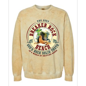 Breaker Rock Beach Gods Rock Solid Truth In A World Vbs Colorblast Crewneck Sweatshirt