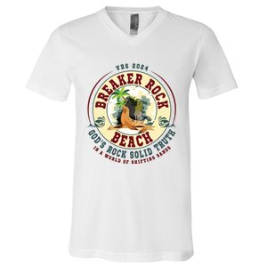 Breaker Rock Beach Gods Rock Solid Truth In A World Vbs V-Neck T-Shirt