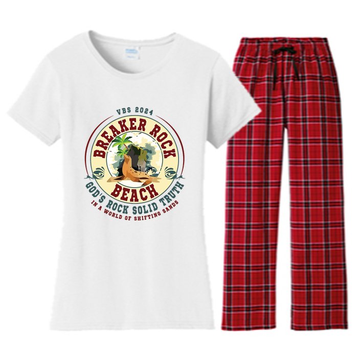 Breaker Rock Beach Gods Rock Solid Truth In A World Vbs Women's Flannel Pajama Set