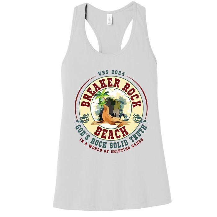 Breaker Rock Beach Gods Rock Solid Truth In A World Vbs Women's Racerback Tank