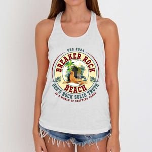 Breaker Rock Beach Gods Rock Solid Truth In A World Vbs Women's Knotted Racerback Tank