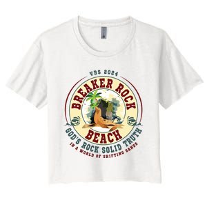 Breaker Rock Beach Gods Rock Solid Truth In A World Vbs Women's Crop Top Tee