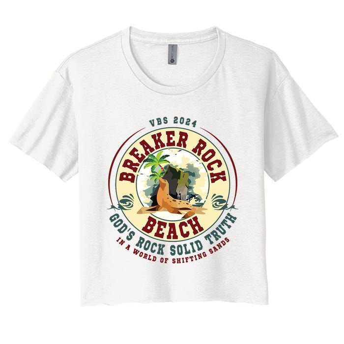 Breaker Rock Beach Gods Rock Solid Truth In A World Vbs Women's Crop Top Tee