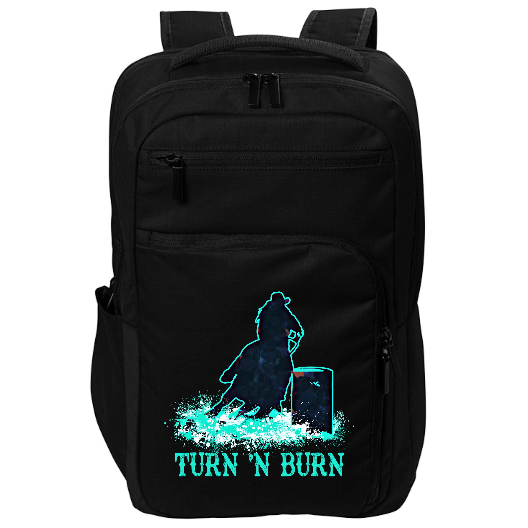 Barrel Racer Barrel Racing Horse Turn And Burn Teal Blue Cute Gift Impact Tech Backpack