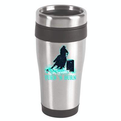 Barrel Racer Barrel Racing Horse Turn And Burn Teal Blue Cute Gift 16oz Travel Tumbler